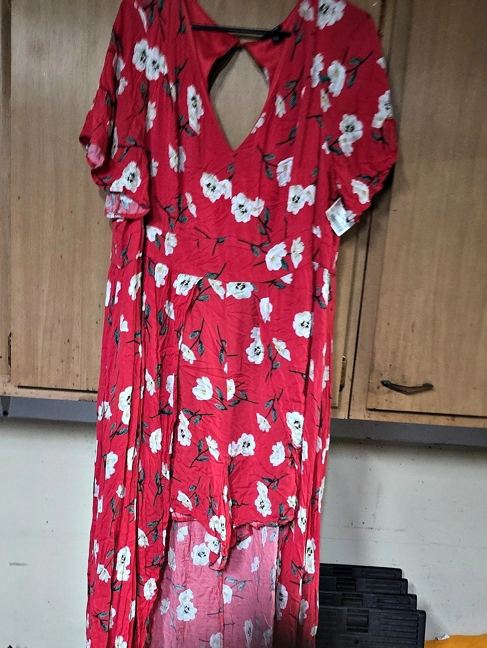Torrid Coral Red Floral Maxi Walk Through Romper Dress Red & White 2X